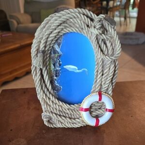 Coastal Rope Photo Frame with Lifebuoy Accent